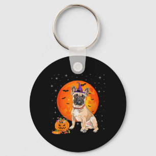 Halloween French Bulldog Trick Or Treat Pumpkin Keychain