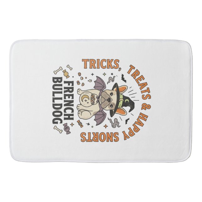 Halloween French Bulldog Trickster Bath Mat (Front)