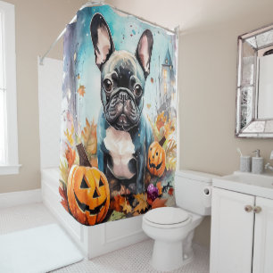 Halloween French Bulldog With Pumpkins Scary