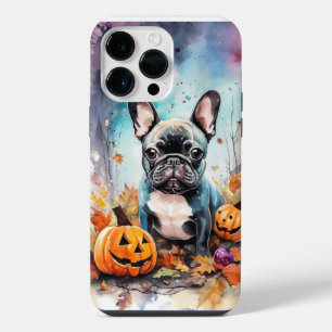 Halloween French Bulldog With Pumpkins Scary iPhone 14 Pro Max Case