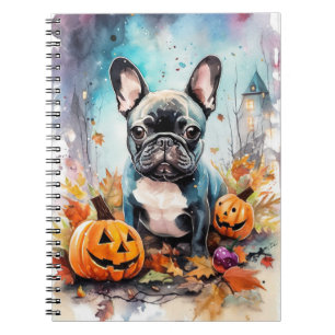 Halloween French Bulldog With Pumpkins Scary Notebook