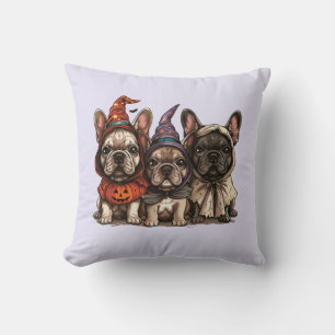 Halloween French Bulldogs Throw Pillow