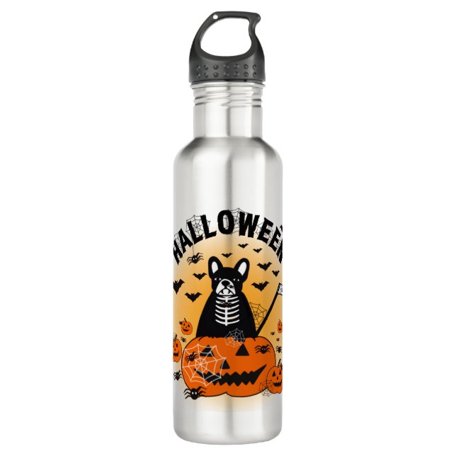 Halloween Frenchie 710 Ml Water Bottle (Front)