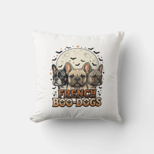 Halloween Frenchie Boo Dogs Funny Vintage_1 Throw Pillow