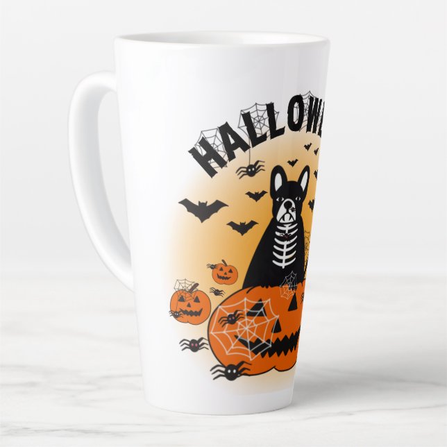 Halloween Frenchie Latte Mug (Left Angle)