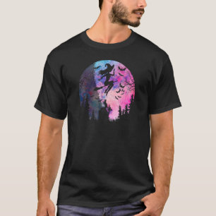 Halloween Frequent Flyer Flying Witch Full Moon Ca T-Shirt