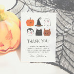 Halloween Friends Cute Modern Birthday Thank You<br><div class="desc">A modern Halloween birthday design with a pumpkin, a vampire, a witch's hat, a black cat, a ghost, and a werewolf illustrated in a simple drawing style with spooky typography. A birthday thank you card to match our "Halloween Friends Cute Modern Boy Birthday Party" design. Browse the collection linked on...</div>