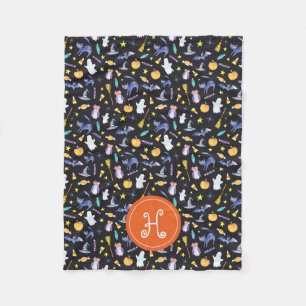 Halloween Friends Monogram Fleece Blanket