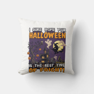 Halloween Fright Haunted House Witch Ghost_1 Throw Pillow