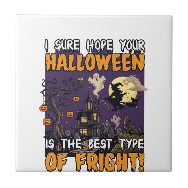 Halloween Fright Haunted House Witch Ghost_1 Tile (Front)