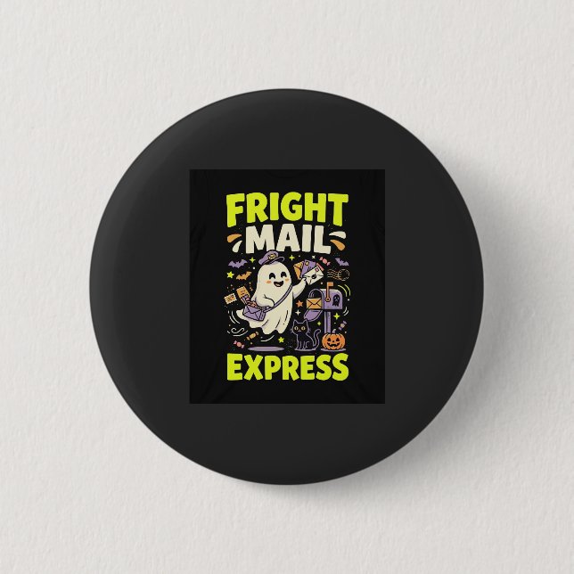 Halloween Fright Mail Express 2 Inch Round Button (Front)