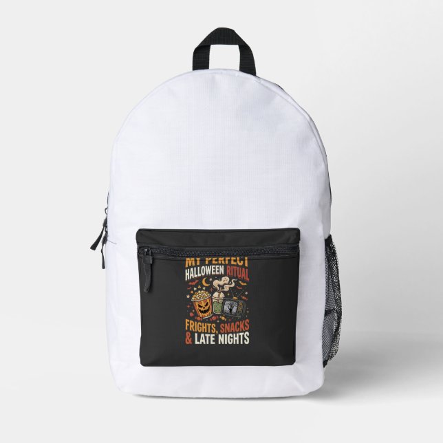 Halloween Fright Night Snack Ritual Printed Backpack (Front)