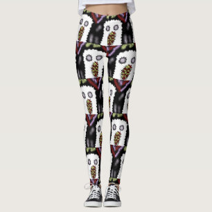Halloween Frighten U Ghost Red Purple Black Green Leggings