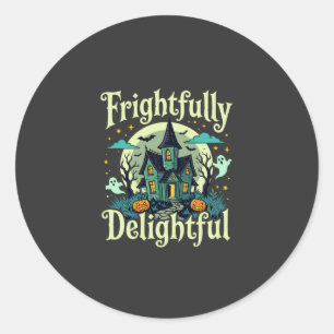 Halloween Frightfully Delightful Haunted House Vec Classic Round Sticker