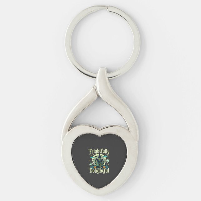 Halloween Frightfully Delightful Haunted House Vec Keychain (Front)