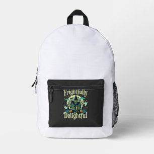 Halloween Frightfully Delightful Haunted House Vec Printed Backpack