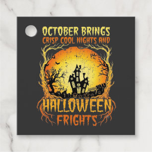 Halloween Frights Haunted House Full Moon Pumpkins Favour Tags