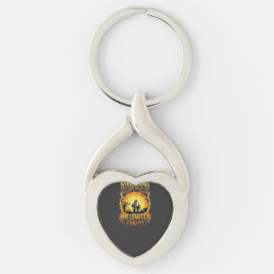 Halloween Frights Haunted House Full Moon Pumpkins Keychain