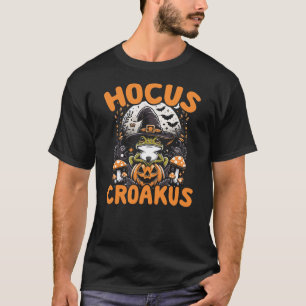 Halloween Frog Witch Pun Hocus Croakus Toad Lover  T-Shirt