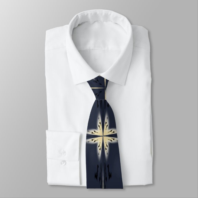 Halloween Full Moon Bats Abstract Repeat Pattern Tie (Tied)