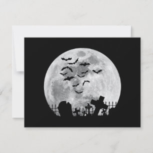 Halloween Full Moon Cemetery Graveyard Spooky Bats