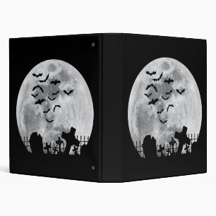 Halloween Full Moon Cemetery Graveyard Spooky Bats Binder