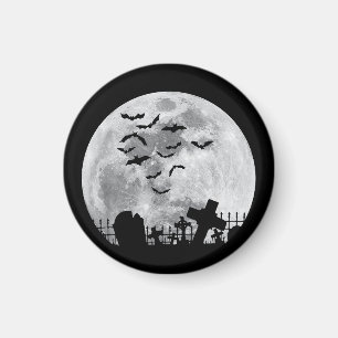 Halloween Full Moon Cemetery Graveyard Spooky Bats Magnet