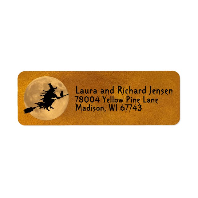 Halloween Full Moon Flying Witch and Black Cat (Front)