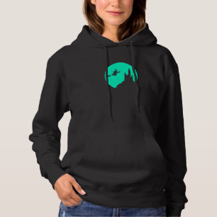 Halloween Full Moon Haunted Castle Flying Witch On Hoodie