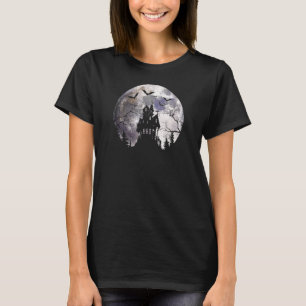 Halloween Full Moon Illustration A House Of Horror T-Shirt