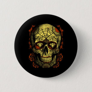 Halloween Full Moon Mojo Sugar Skull 2 Inch Round Button