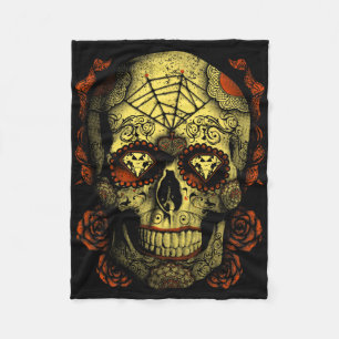 Halloween Full Moon Mojo Sugar Skull Fleece Blanket