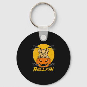 Halloween Fun Bulldog Halloween Pumpkin Costume Keychain