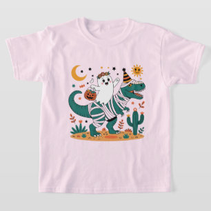 Halloween Fun! Ghost on Wrapped T-Rex with Candy T-Shirt