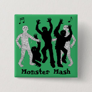 Halloween Fun Monster Mash Dance Party 2 Inch Square Button