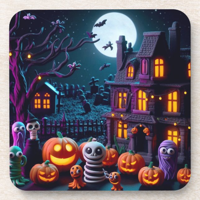 Halloween Fun Plastic Coaster (Front)
