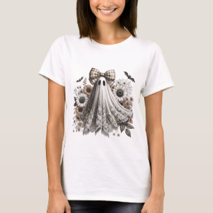 Halloween Fun T-Shirt - Lace Ghost - Wht2 - Fall