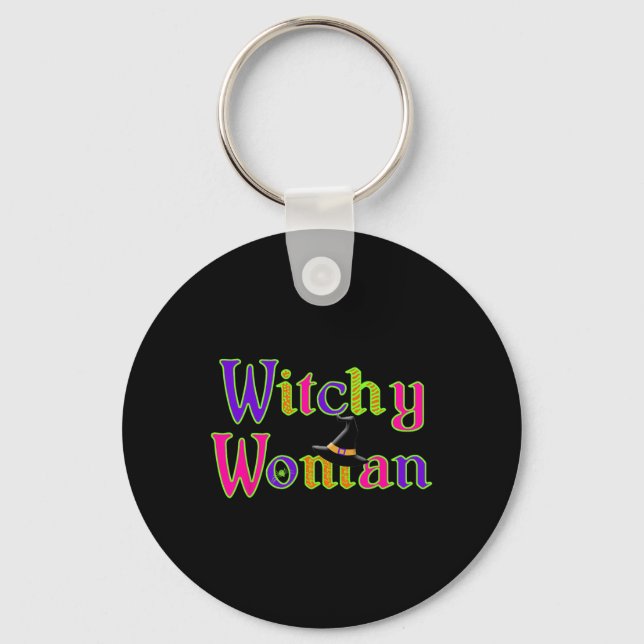 Halloween Fun Witch Witchy Woman Trick Treat  Keychain (Front)