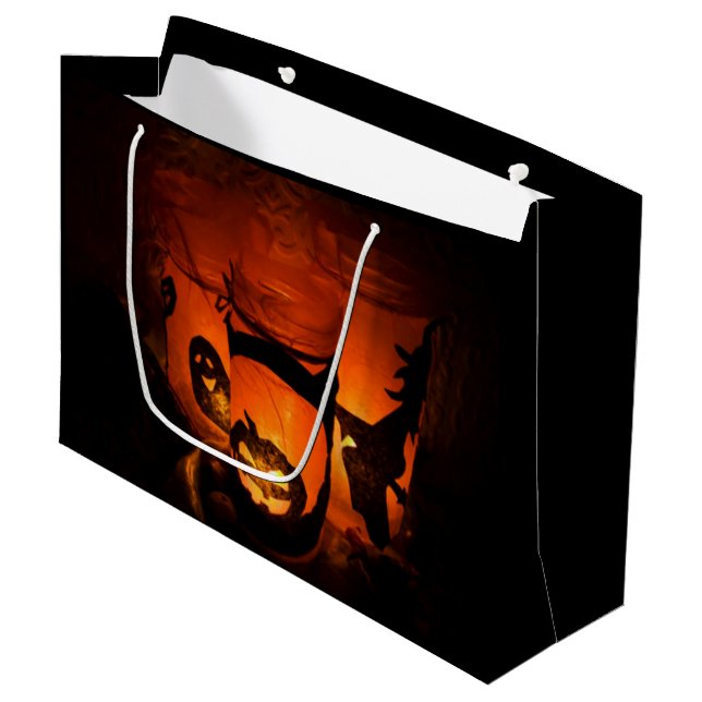 Halloween Fun with Pumpkins, Ghost & Witches, ZSSG Large Gift Bag (Front Angled)