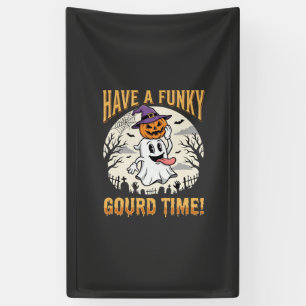 Halloween Funky Gourd Time Ghost Pumpkin Banner