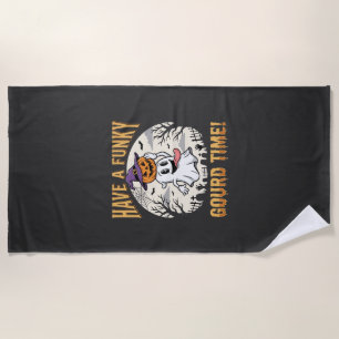 Halloween Funky Gourd Time Ghost Pumpkin Beach Towel
