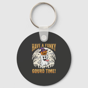 Halloween Funky Gourd Time Ghost Pumpkin Keychain