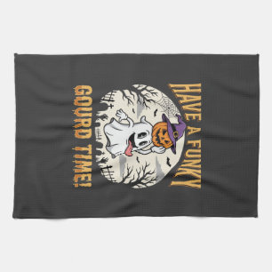 Halloween Funky Gourd Time Ghost Pumpkin Kitchen Towel