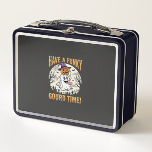 Halloween Funky Gourd Time Ghost Pumpkin Metal Lunch Box