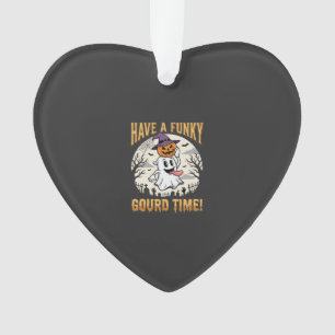 Halloween Funky Gourd Time Ghost Pumpkin Ornament
