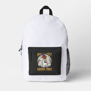 Halloween Funky Gourd Time Ghost Pumpkin Printed Backpack