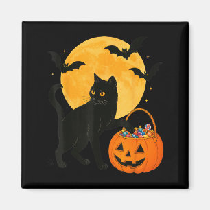 Halloween Funny Black Cat Pumpkin With Sweet Candy Magnet