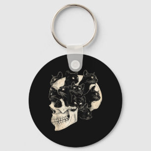 Halloween Funny Black Cat Vintage Cats Keychain