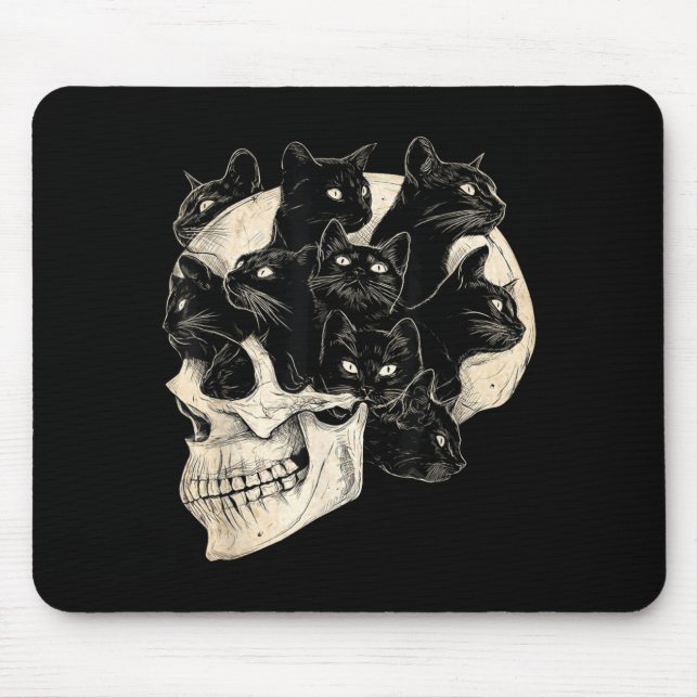 Halloween Funny Black Cat Vintage Cats Mouse Pad (Front)