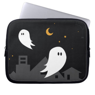 Halloween funny cartoon ghost town  laptop sleeve